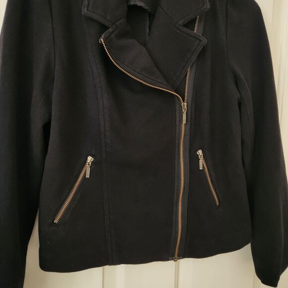 Coldwater Creek Black Cotton Moto Jacket Blazer Comfy Casual Fall Glam Edgy - Picture 4 of 11